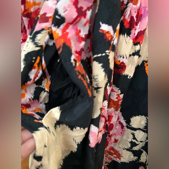 Anthropologie Black and Pink Floral sweetheart neckline Maxi Dress L - Picture 7 of 16